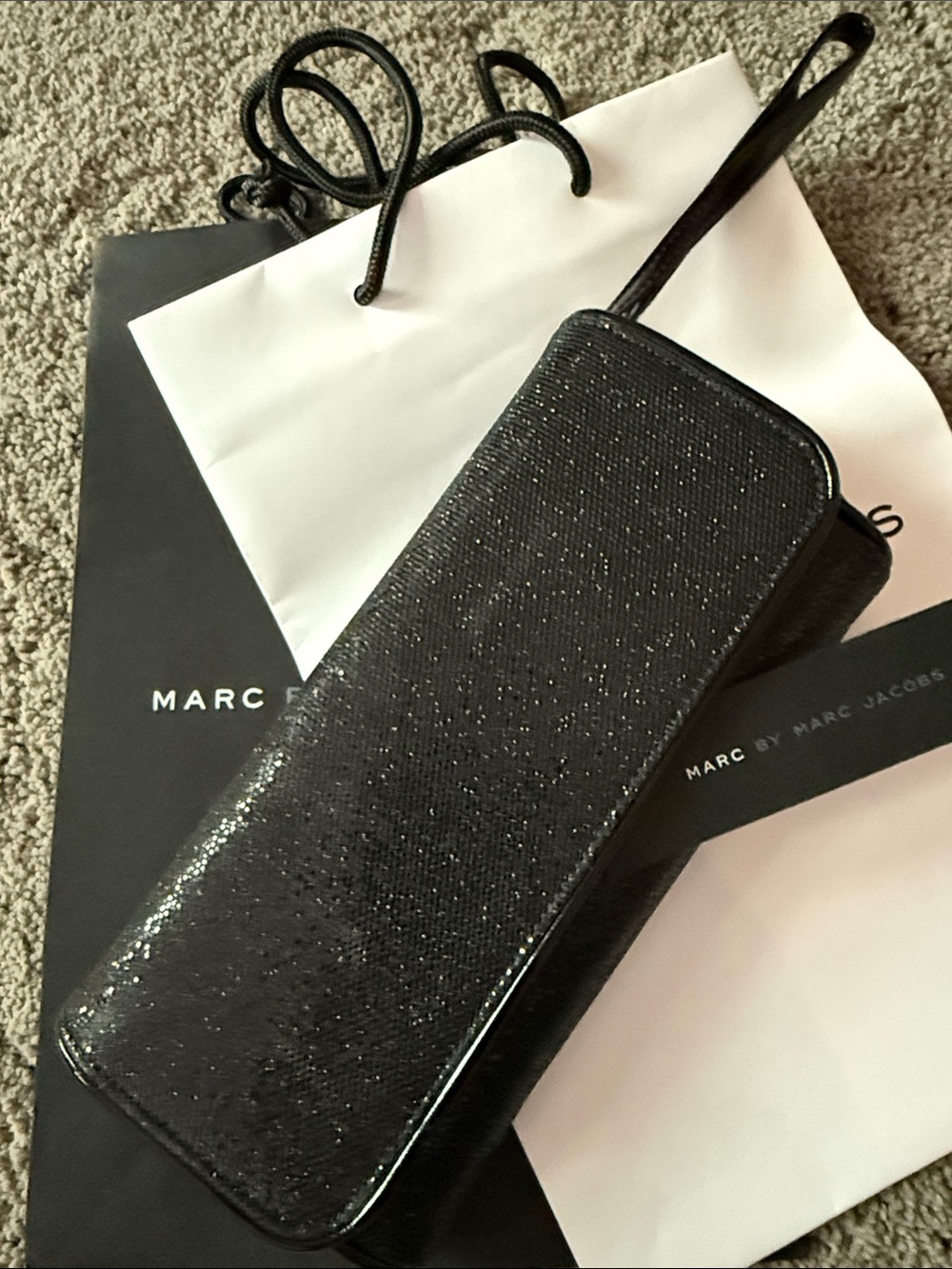 Marc by Marc Jacobs Black Glitter Wristlet Clutch
